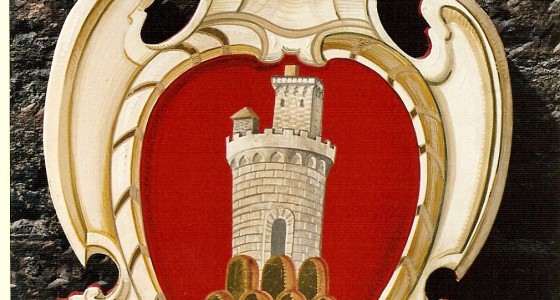 Emblema araldico su tavola sagomata